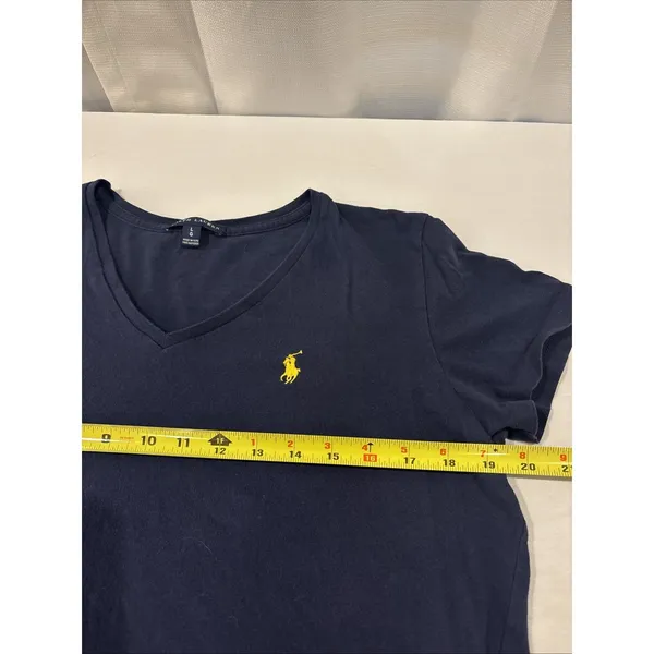 Polo Ralph Lauren Womens Top Large Navy Classic‎ Preppy V Neck Capsule T-Shirt - Image 6