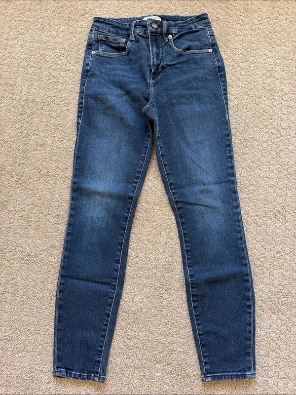 Good American Dark Blue High-Rise Good Legs Crop Skinny Jeans 4/27 Y2K - Image 3