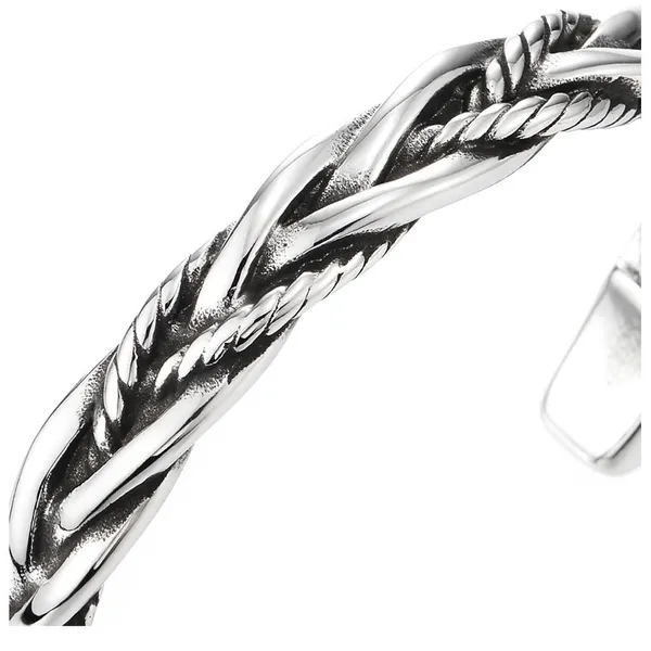 NEW Solid Unisex Braided 925‎ Sterling Silver Cuff Bracelet - Image 6