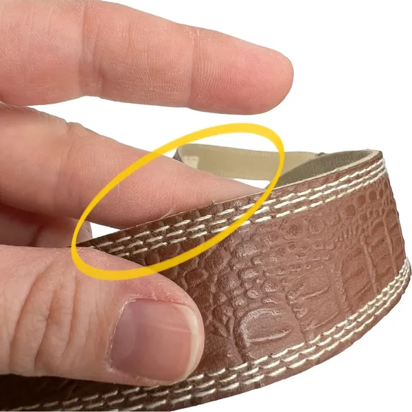 Brown Croc Embossed Faux Leather Silver Buckle Belt - Image 9