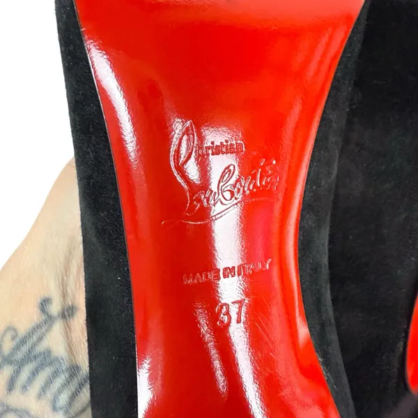 Christian‎ Louboutin Pigalle 100 Black Suede Pumps Stiletto Heels Size EU 37 - Image 14