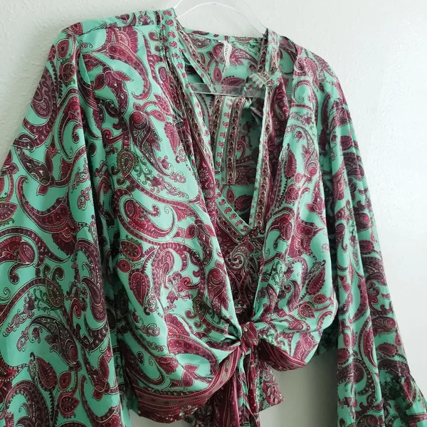 Anthropologie Valdior Boho Bohemian Belle Sleeve Paisley Top Set - Image 4