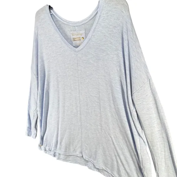 Lilly Pulitzer Luxletic Clifford Top S‎ Blue Drop Shoulder Lounge Relaxed Soft - Image 3