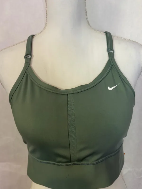 Nike Sage Green Longline Adjustable-Strap Sports Bra - Image 7