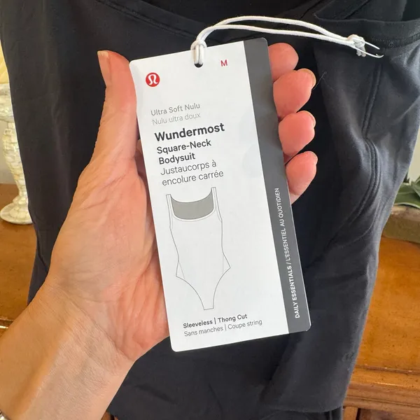 Lululemon Wundermost Square Neck Bodysuit Nulu Black Thong NWT M - Image 5