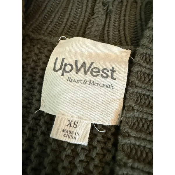 UpWest Resort & Mercantile Olive Green Chunky Knit Open‎ Cardigan Sweater XS - Image 3