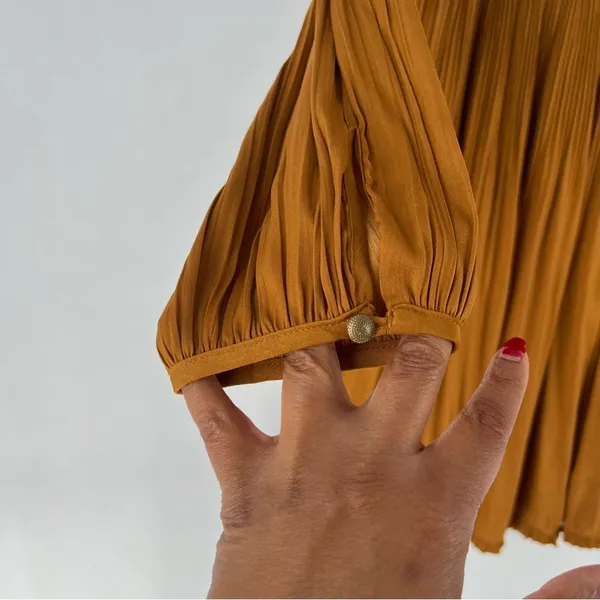 Anthropologie Maeve Saniya Mini Dress Pleated Satin Ruffle‎ Trim Feminine - Image 7
