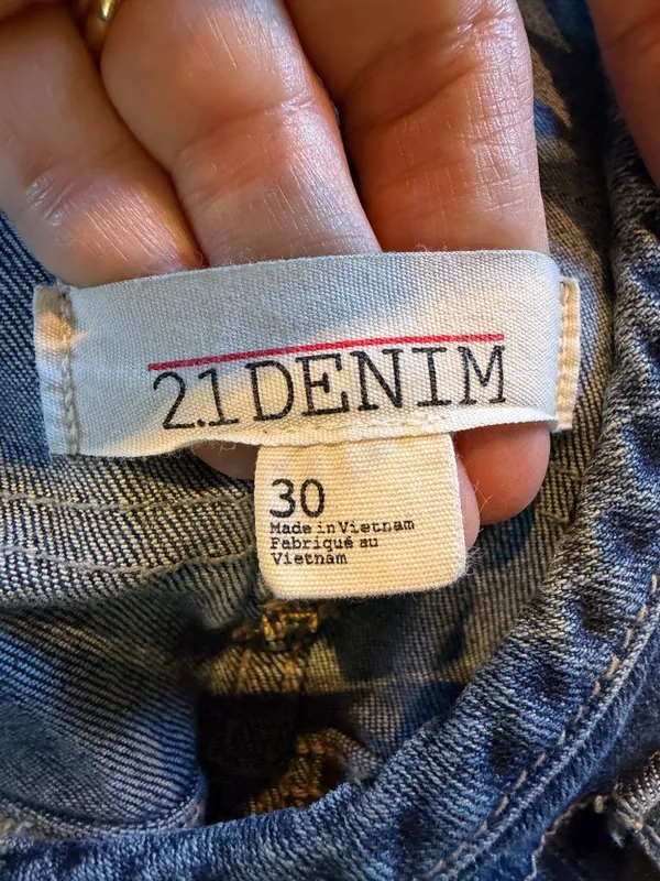 2.1 Denim Jean Overalls Shorts Jorts Blue Jeans Size 30 - Image 8