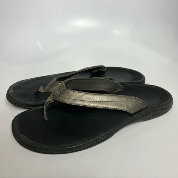 Olukai OHana flip flop sandals silver women’s size‎ 10 casual beach summer - Image 4