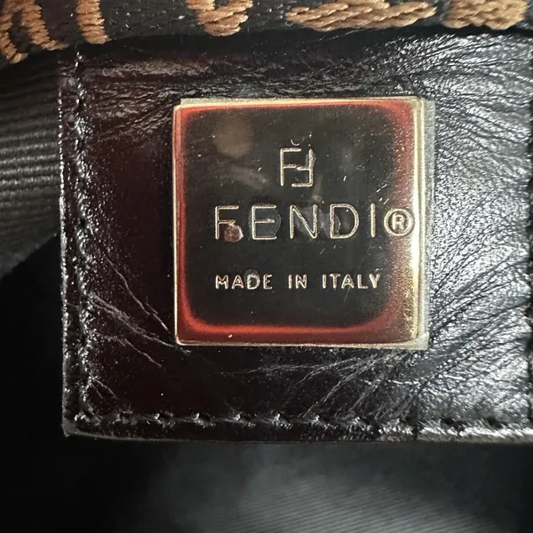 Fendi Roma Shopper Tote Bag Medium Black Nylon Logo Handles Italy Designer - Image 4
