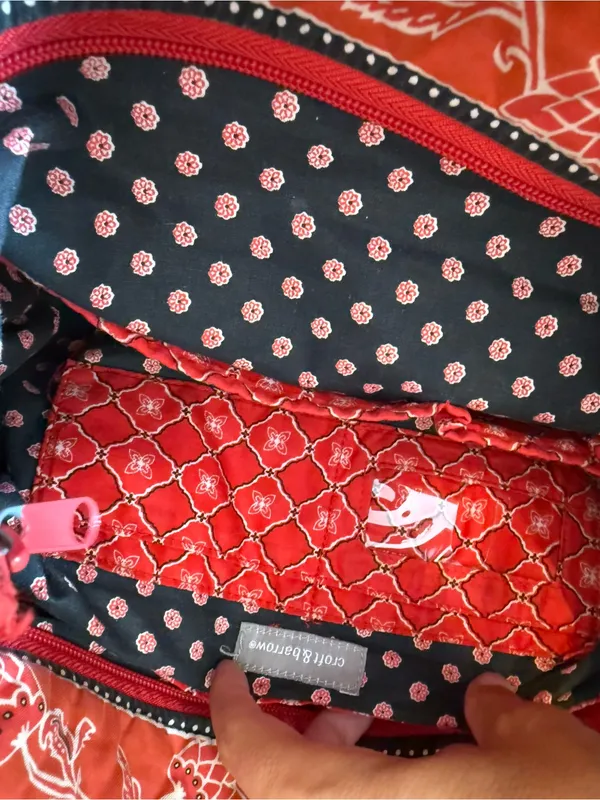 Croft & Barrow Red Quilted Floral Tote Bag Shoulder Bag Y2K - Image 6