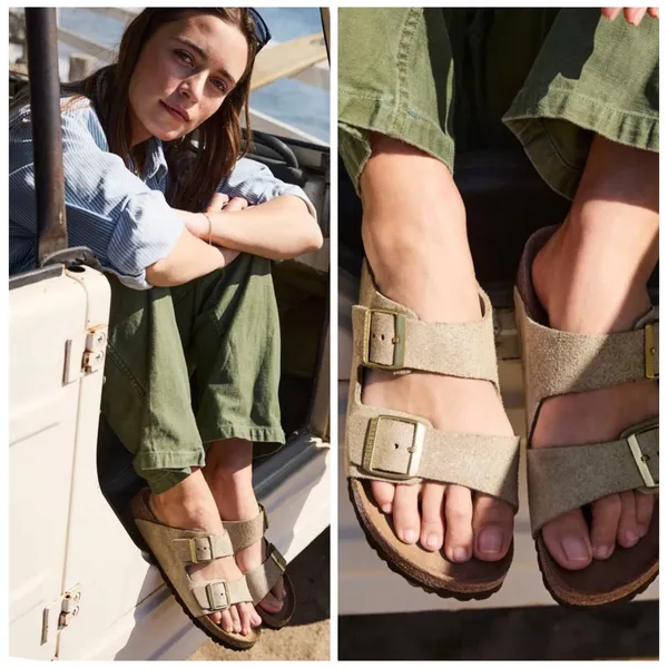 Birkenstock Arizona Sandals Women 39 Taupe Suede Boho Comfort Slide Made Germany - Image 2