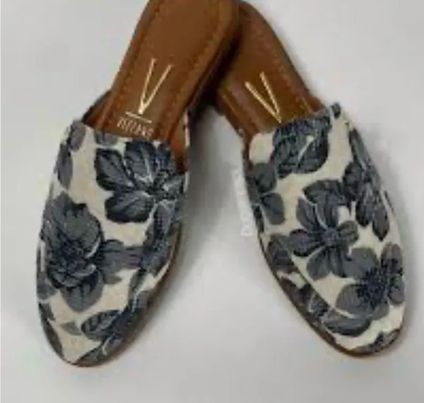 Vince Cream and Blue Floral Mules - Image 4