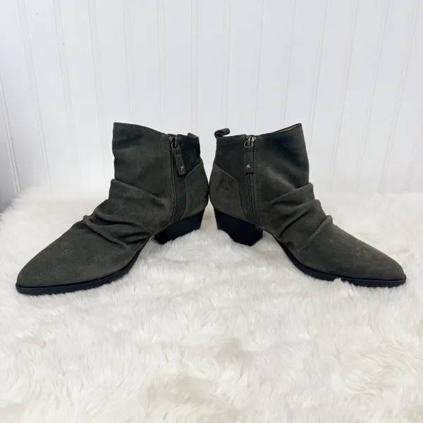 New KELSI DAGGER Brooklyn Ego Suede Slouch Ankle Boot Size‎ 7.5 Olive Green Boho - Image 4