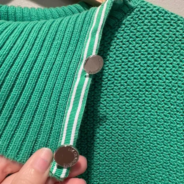Liz Claiborne Green‎ Cotton Collared Sweater Sz Medium Preppy Business Casual - Image 3