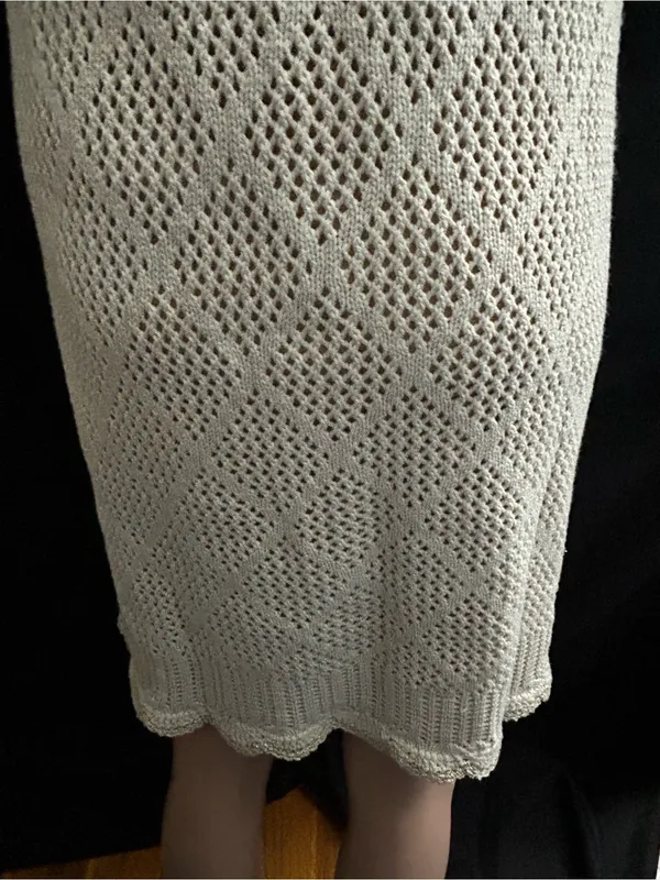 Venus Women’s 2 PC Sleeveless Crochet Knit Slip Dress Cream & Gold MD NWT - Image 11