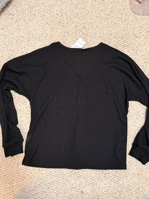Cupshe Black Lounge Set‎ Ribbed Button Front Top Shorts Set NWT Small - Image 8