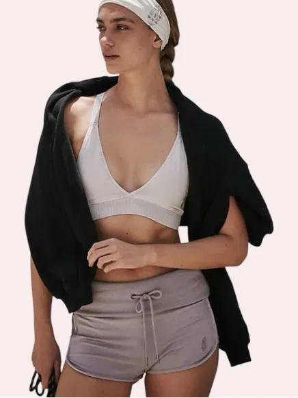 Free People Movement Limitless fold over retro Shorts Oyster M NWOT - Image 13