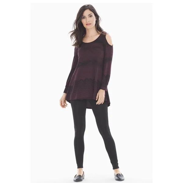 Soma Women's Cold Shoulder Tunic Merlot Agile Lines Banded Cuffs‎ Size Medium - Image 4