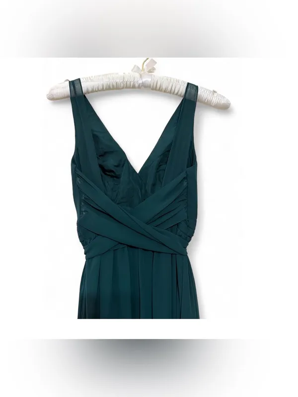 AZAZIE Womens Forest Green Vneck Chiffon Convertible Bridesmaids Dress Size A6 - Image 14