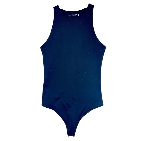 Abercrombie & Fitch Soft AF Black High Neck Sleeveless Tank Bodysuit Top Size S - Image 2