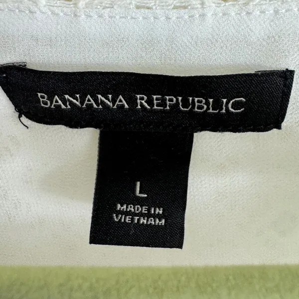 Banana Republic‎ Womens White Lace Eyelet Sleeveless Tiered Shell Top Large - Image 5
