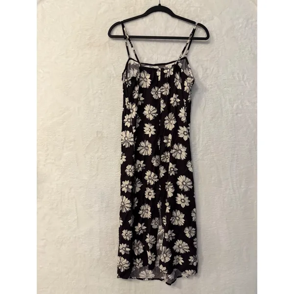 Billabong Floral Midi Dress Womens Small Black White Daisy Slip Viscose Boho - Image 3