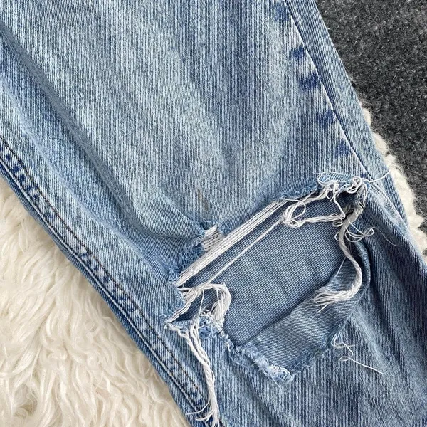 Abercrombie & Fitch Distressed Curve Love Light Wash Ultra High Rise Ankle Jeans - Image 3