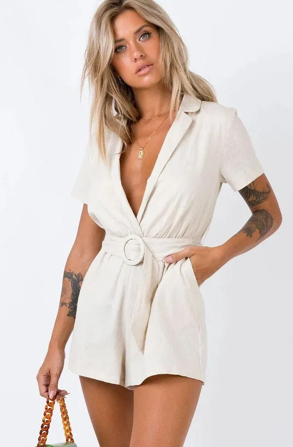 Princess Polly Turin beige shortsleeve romper playsuit - Image 5