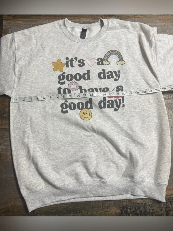 Gildan Light Gray "It's a Good Day" Graphic Crewneck Sweatshirt - Image 6