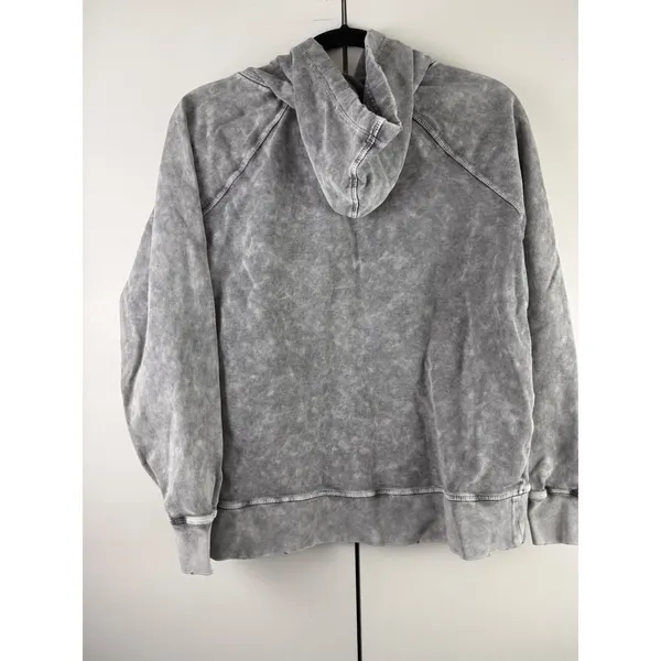 Scoop Gray Acid Wash Raglan‎ Pullover Hoodie Vintage Grunge Distressed Small - Image 2