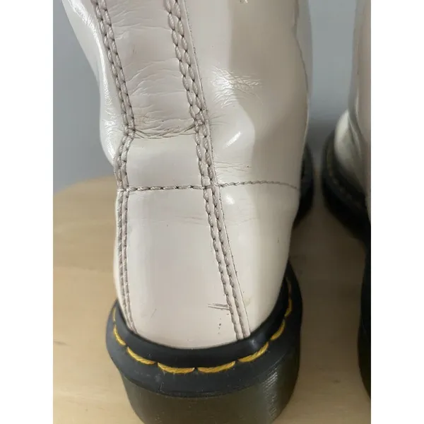 Dr Martens Boots Smooth White Patent Leather Pascal Womens 6 AirWair Docs 1460 - Image 8