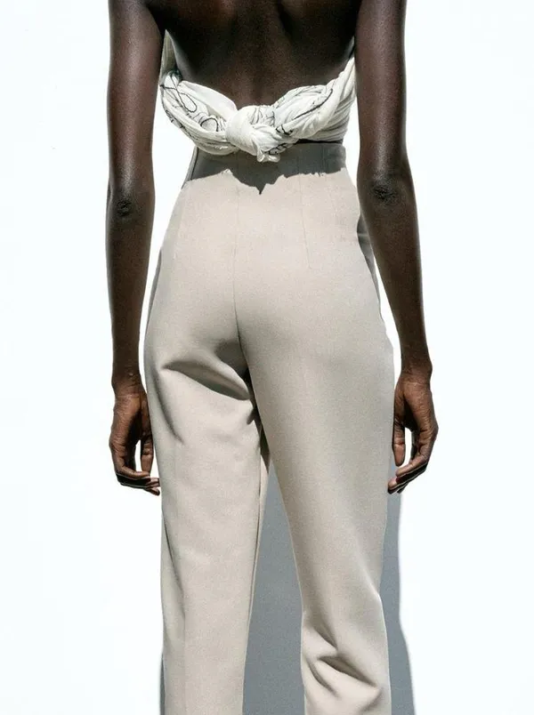 Zara Cream Trousers with Classic Pleats - Image 4