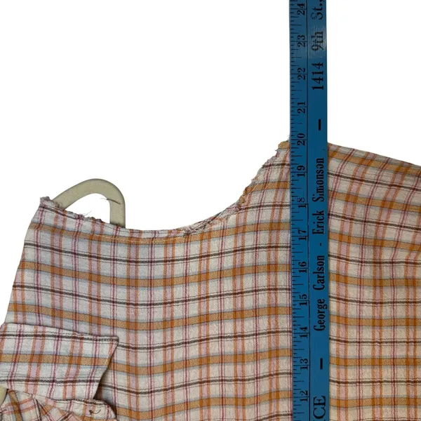 Maison Scotch The Cruise Collection Plaid Sleeveless Shirt‎ Dress Orange Brown L - Image 5