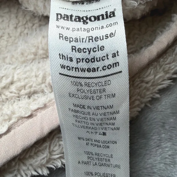 Patagonia Womens Size Large Los Gatos 1/4 Zip Fleece Pullover Ivory Sherpa - Image 5