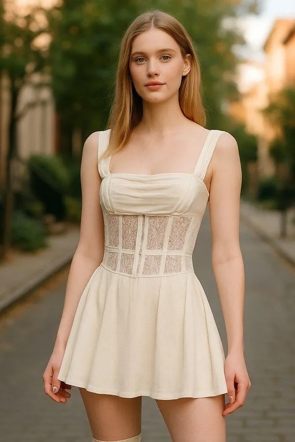 NWOT Free people Odette Mini dress Corset Lace Trim - Image 2