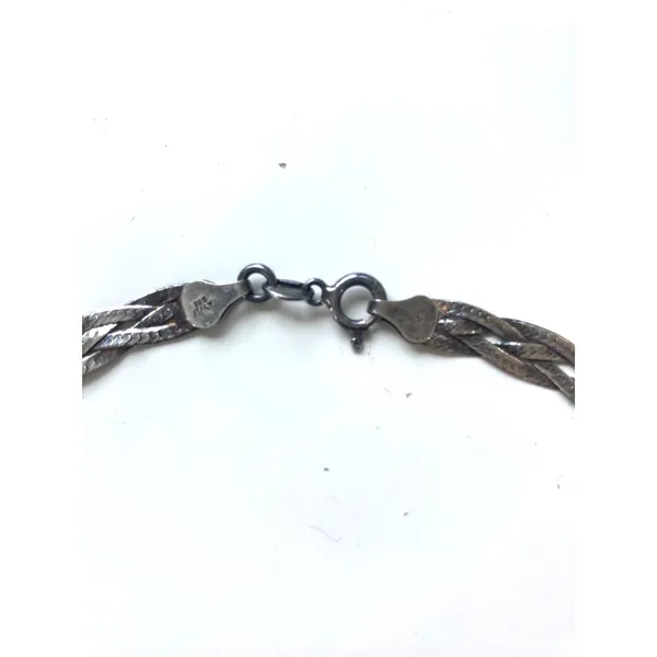Vintage 90s Quiet Luxury Liquid Silver Woven Braided Herringbone Chain Necklace - Image 5