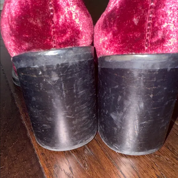 Anthropologie Velvet Ankle Boots in Burgundy 7/37 - Image 4