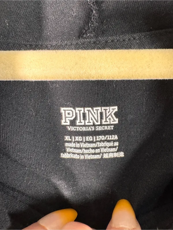 PINK - Victoria's Secret Black Oversized Hoodie Sweatshirt Womens XL Casual - Image 3