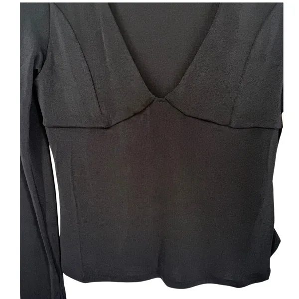 NWT Free People Intimately Black Long Sleeve Deep V-Neck Babydoll Top Size Large - Image 6