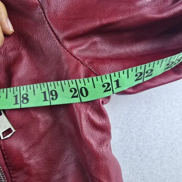 Olivia Miller NWT Womens Burgundy Faux Leather Moto‎ Jacket Fits Large - Image 10