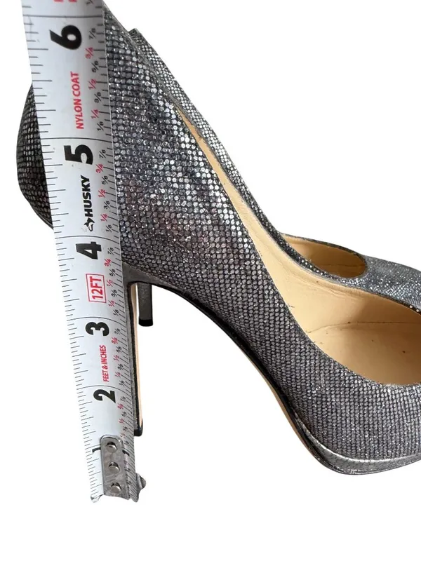 JIMMY CHOO Pewter Silver Metallic Heels Size 36 / US 6 - Image 3