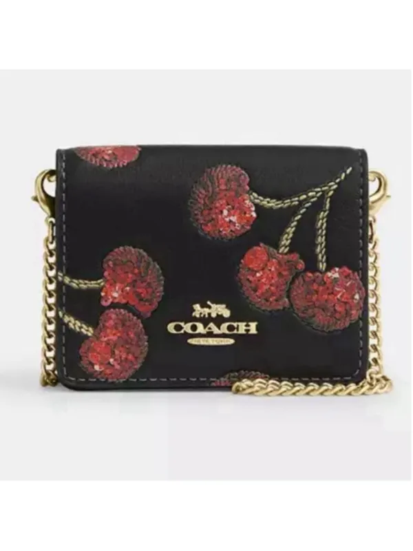 NEW Coach Mini Chain Wallet With Cherry Print CDE98 NWT - Image 3