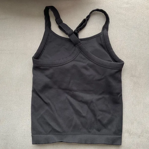 Alo Yoga Seamless Ribbed Favorite Full Length Bra Tank Black XXS - Image 4