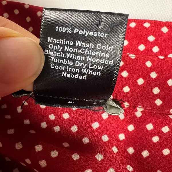 Ann Taylor Factory Red Dot Collared Crepe Blouse Long Roll Tab Sleeves Size M - Image 5
