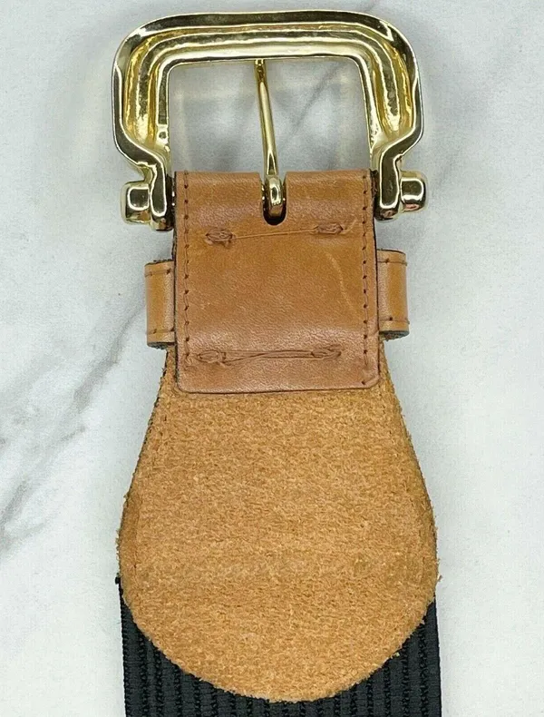 Vintage The Limited Stretch Belt Leather Trim Gold Hardware Medium (M) ✨ - Image 9