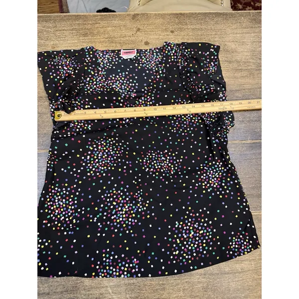 Kate Spade New York‎ Women Black Confetti Cheer Blouse Size XS Flutter Sleeve - Image 8