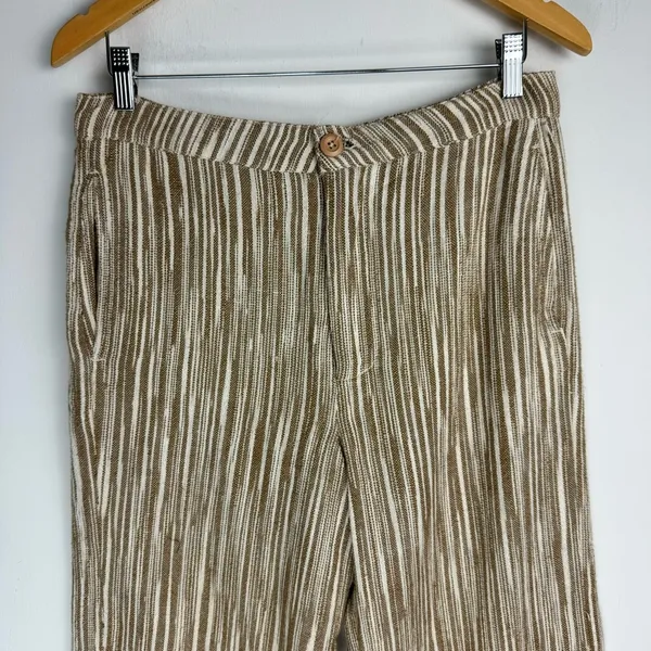Free People Marta Yarn Dye Trouser Pants Sz 4 Stripe Wide Leg Cotton - Image 7