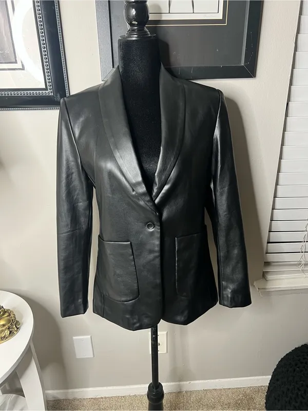 Elan classic faux leather blazer small‎ - Image 9
