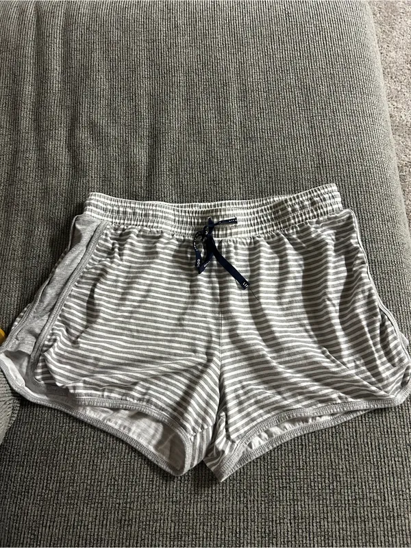 Life is Good Striped Gray & White Women’s Lounge Shorts - Image 2